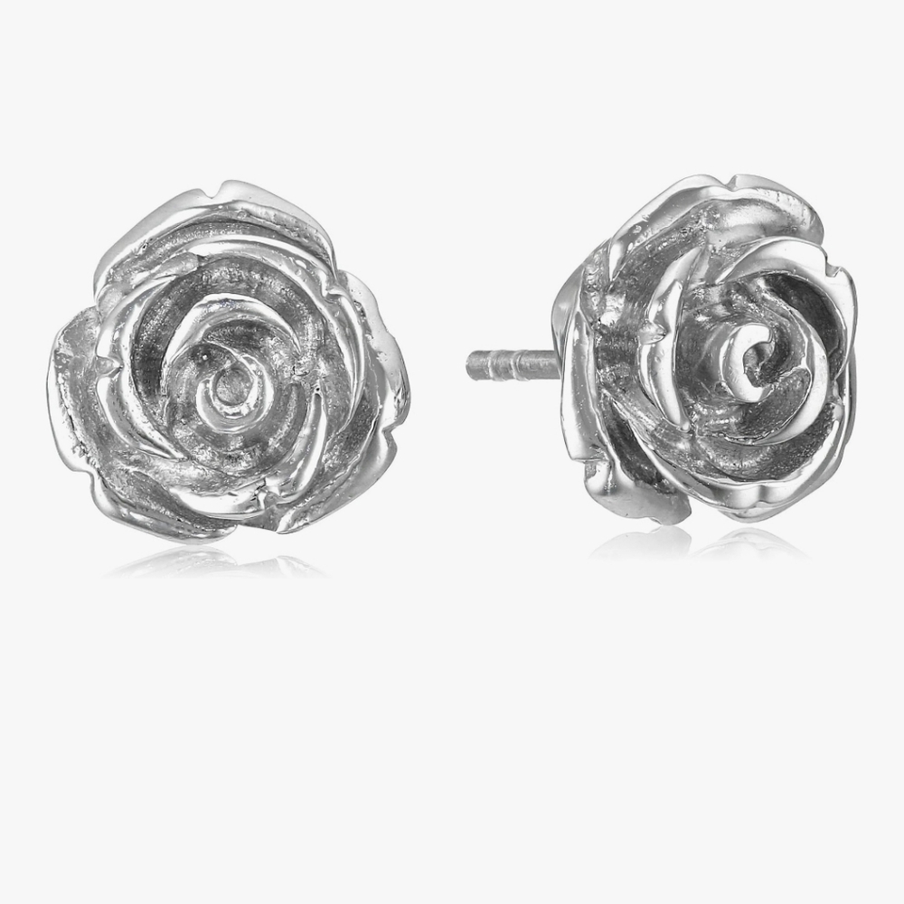STERLING SILVER rose earrings